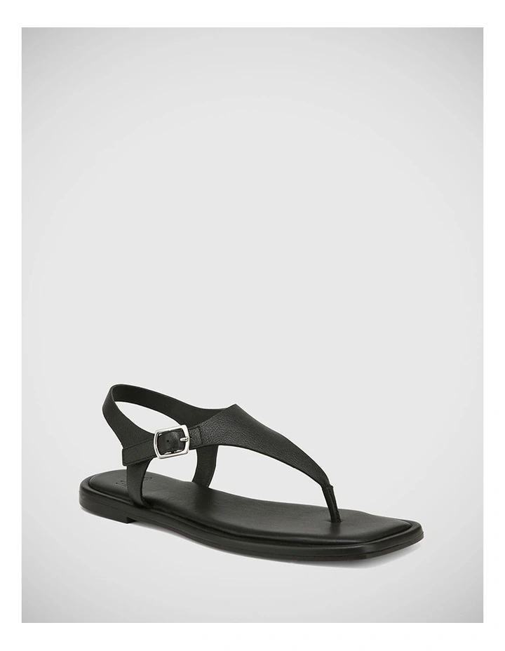 Anesha Leather Flat Sandal in Black