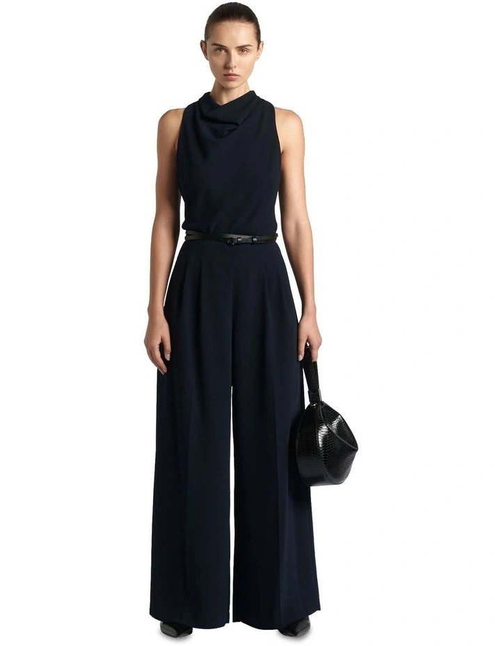 Recycled Crepe Wide Leg Pant in Ink