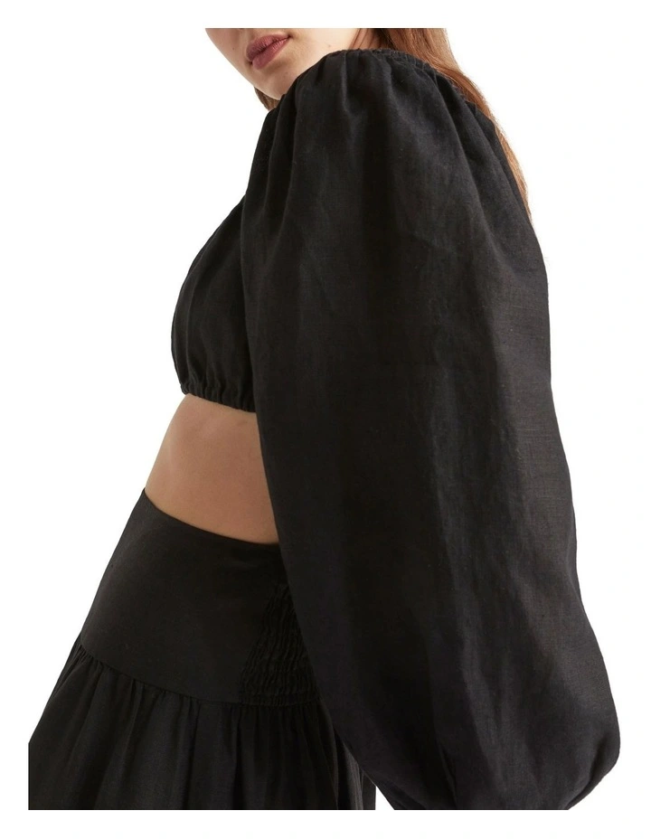 Linen Pintuck Detail Top
