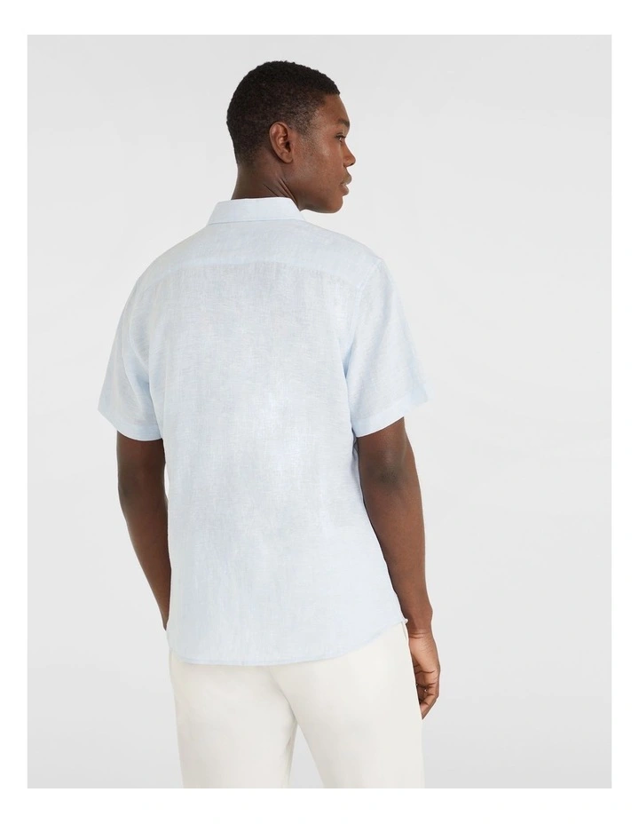 Lewis Pure Linen Shirt in Blue