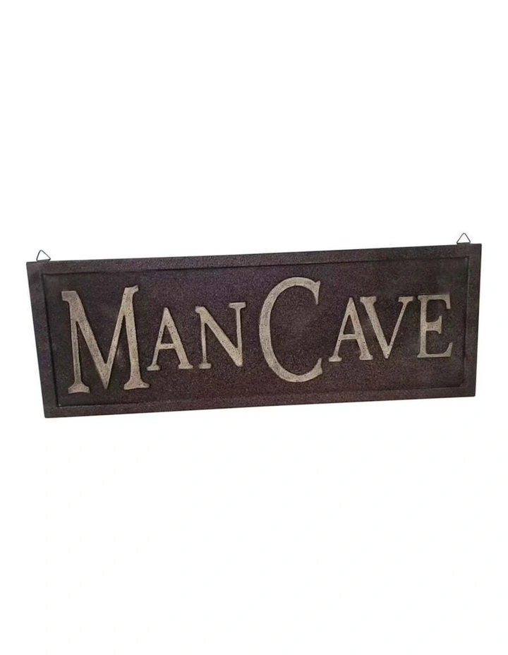 Metal Plaque Man Cave Sign Wall Art in Rust