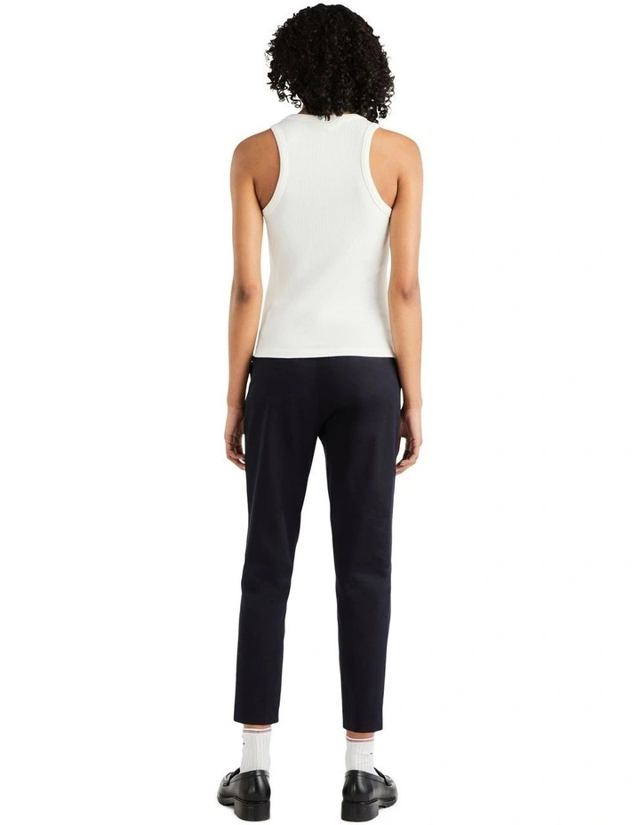 Ribbed Slim Fit Tank Top in White