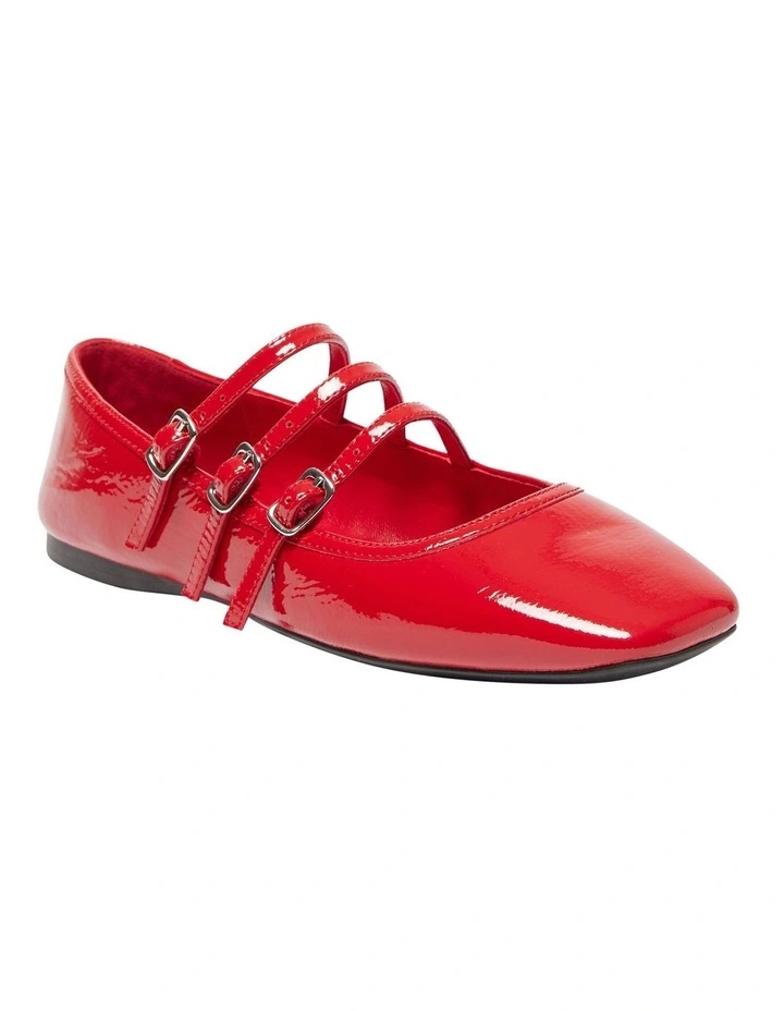 Millie Flat Shoes in Red Patent
