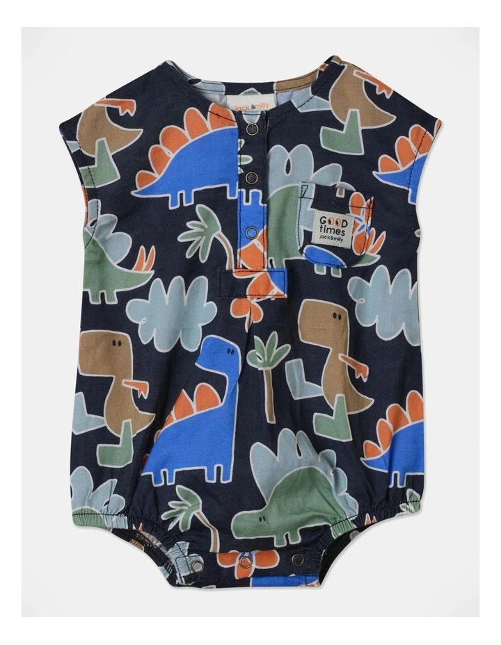Sparky Woven Romper In Dark Navy