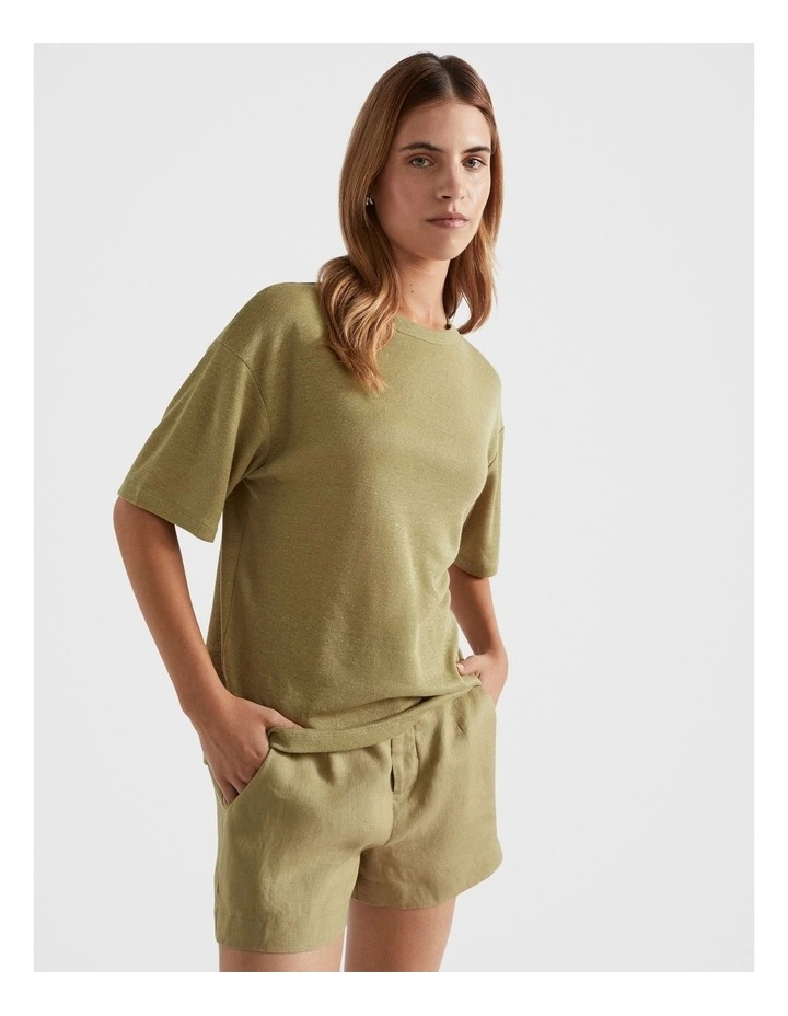 Linen Boyfriend Tee in Pistachio