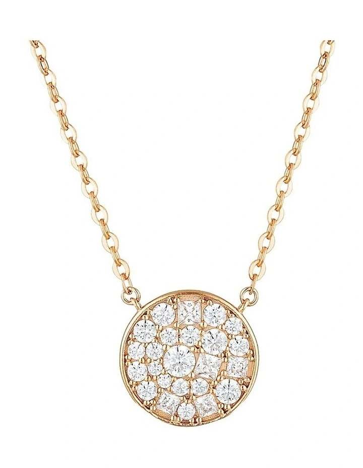 Mosaic Disc Pendant Sterling Silver Rose Gold Necklace