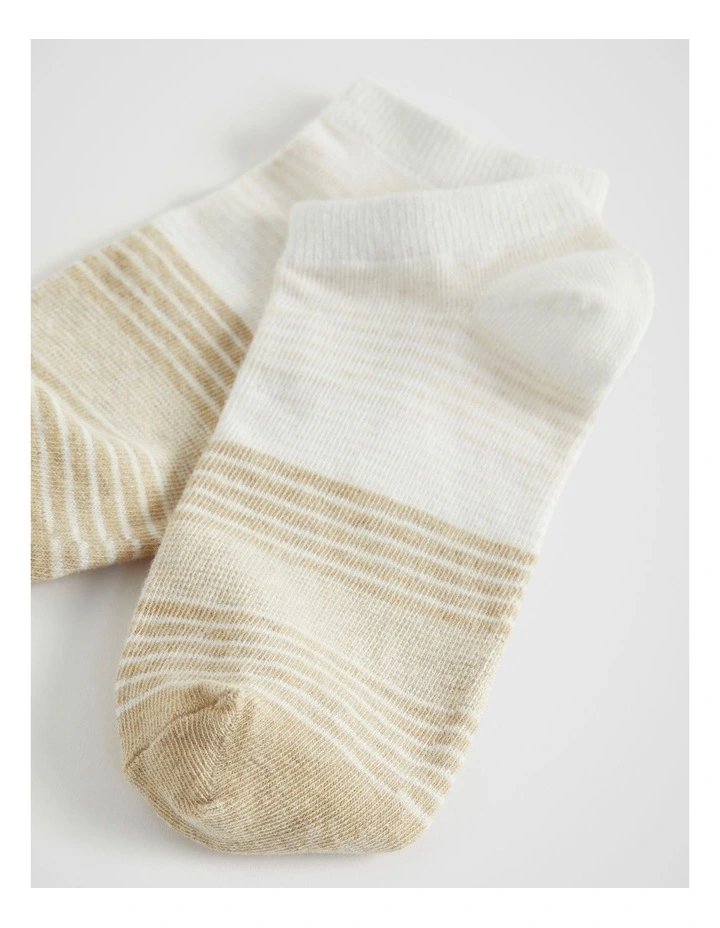Stripe Sneaker Sock in Champagne Beige Oat