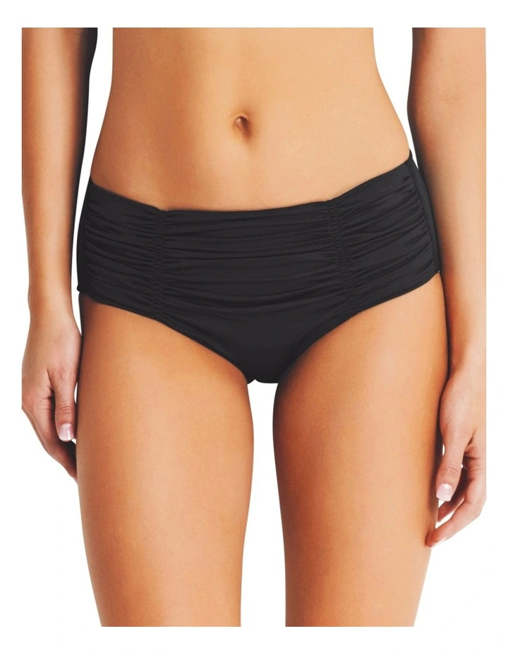 Gathered Front Retro Bikini Bottom Black