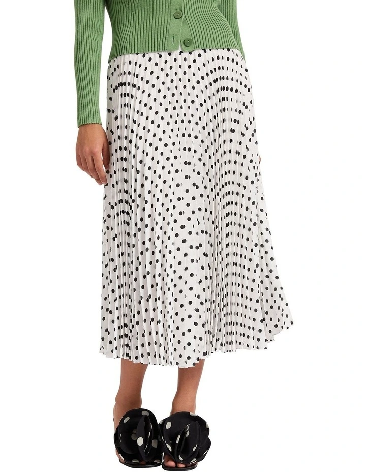 We Can't Spot Pleat Skirt in Ivory/Black
