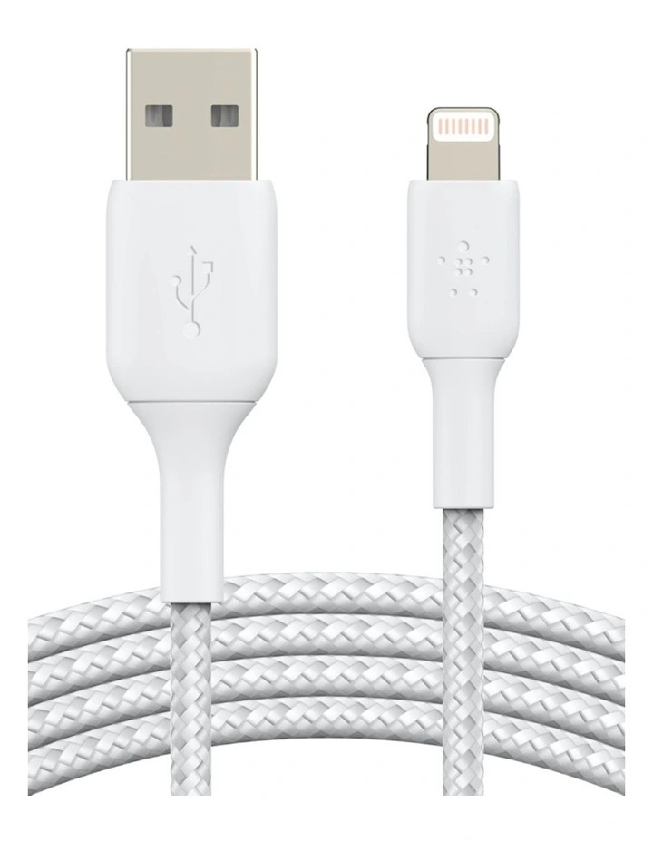 Boost Charge 2m Lightning To USB-A Braided Cable in Black