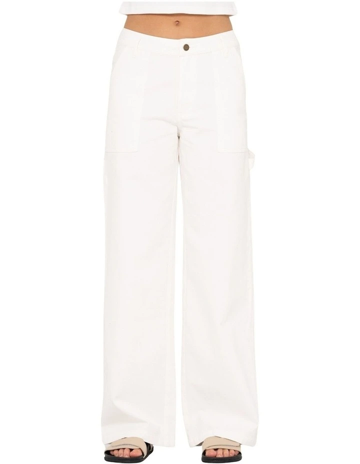 Billie Mid Rise Carpenter Pant in Cream