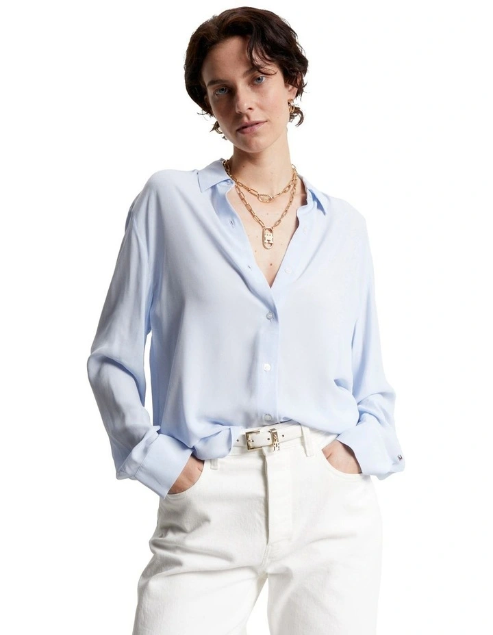 Relaxed Crepe Shirt in Blue
