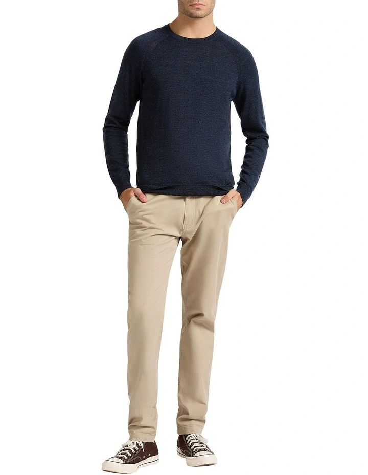 Max Merino Crew Sweater in Blue/Black