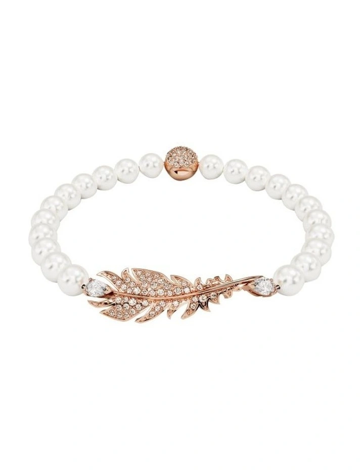 Nice Bracelet Feather Rose Gold-Tone Plated in White
