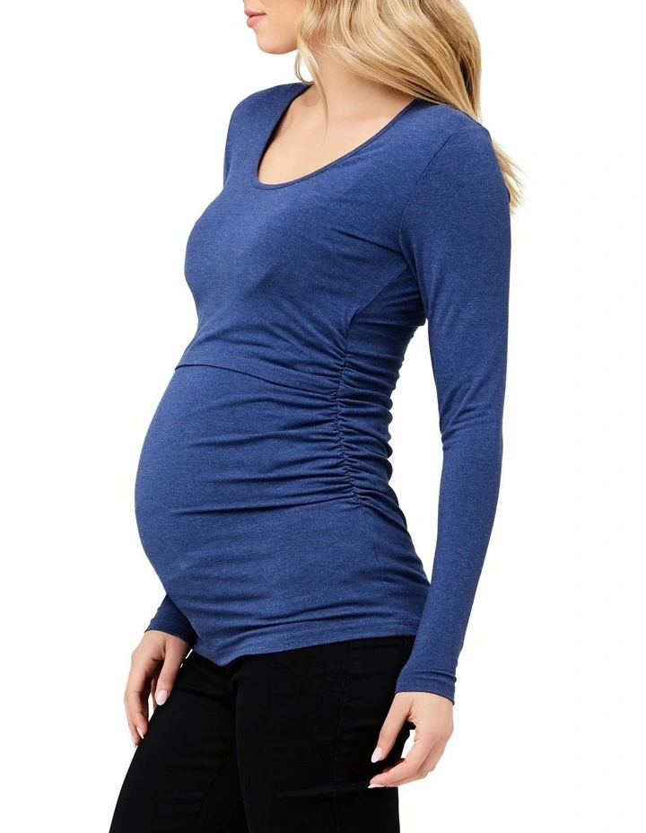 Organic Nursing Top in Denim Blue