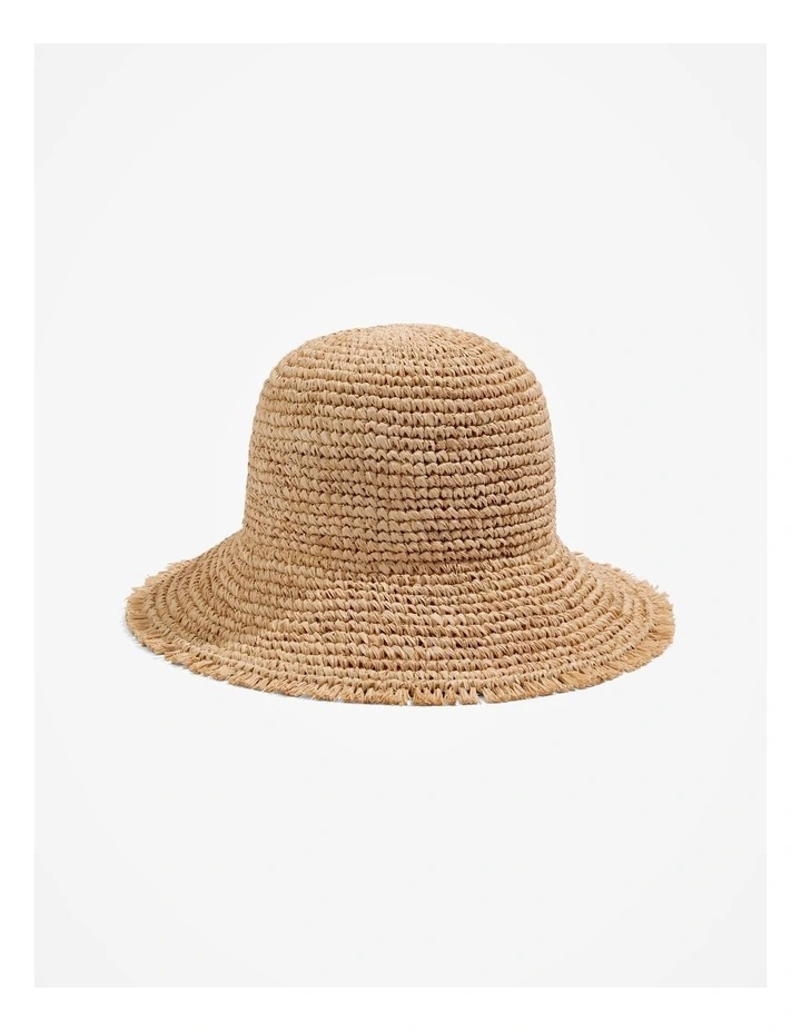 Woven Raffia Bucket Hat in Natural