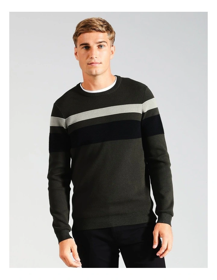 Ethan Engineered Stripe Knit in Green