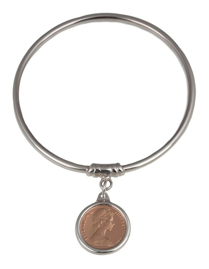 One Cent Coin Bangle in Sterling Silver