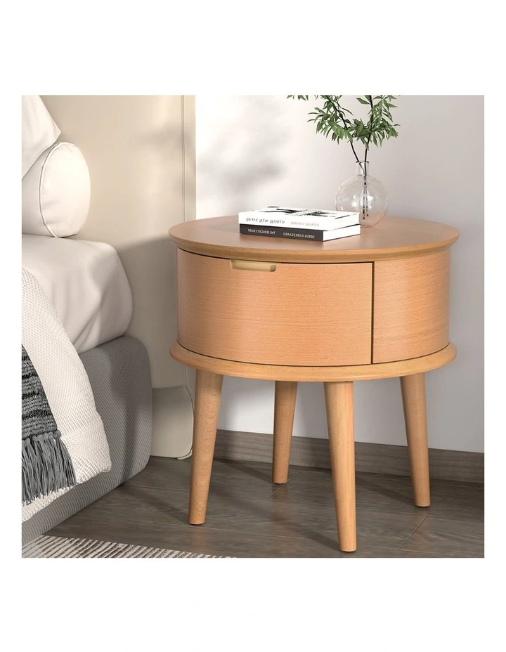 Enzo Curved Bedside Table in Oak