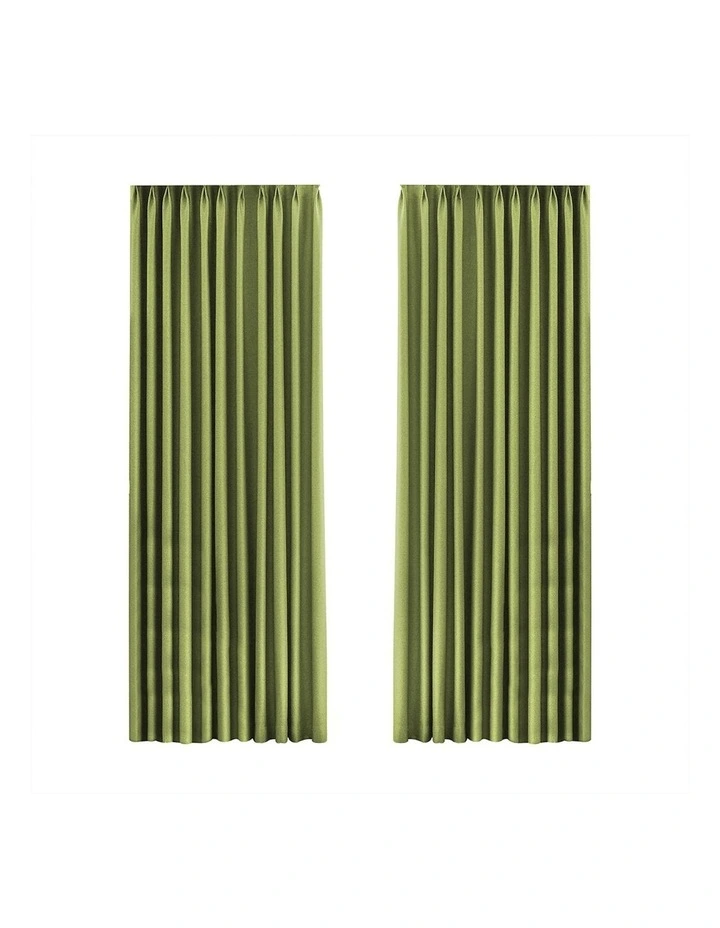 2XBlockout Chenille Blackout Draperies Curtains Eyelet Day132x250 in Green