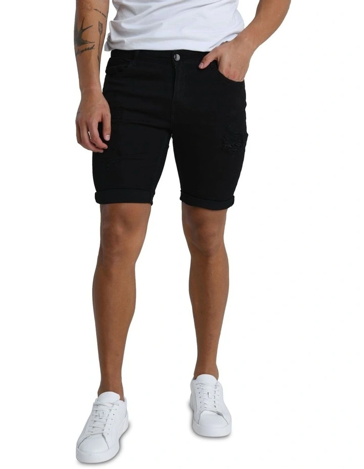 Mersea Distressed Short in Black