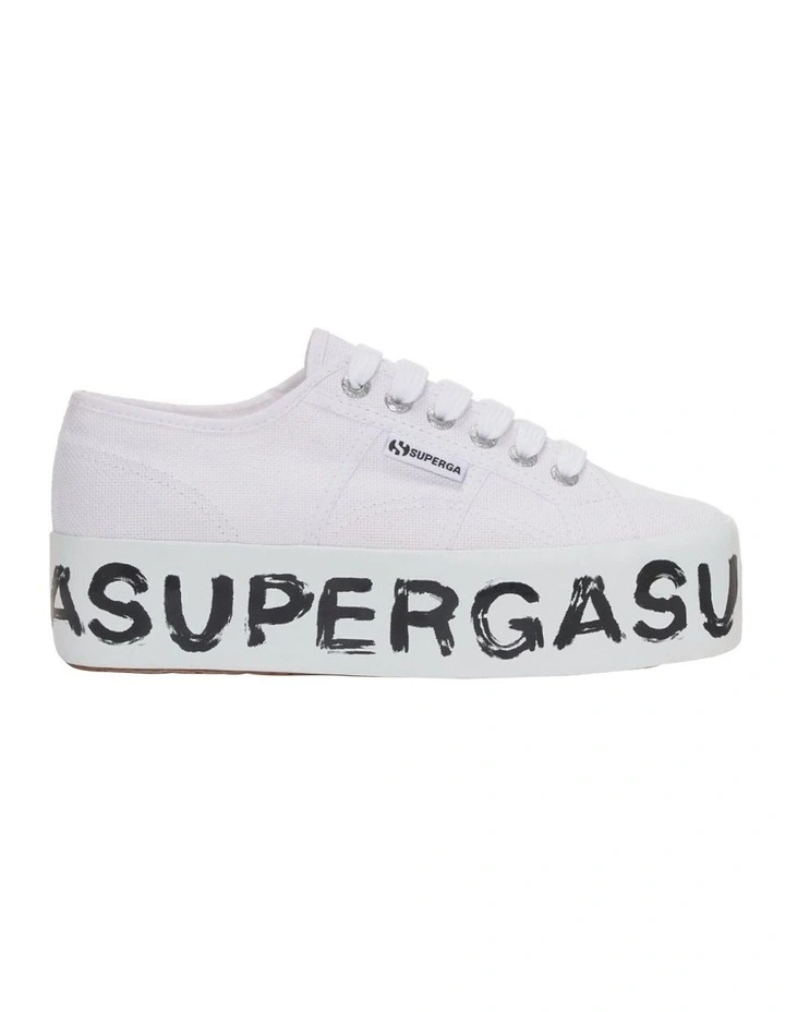 Platform Paint Lettering Shoes 2790 in White