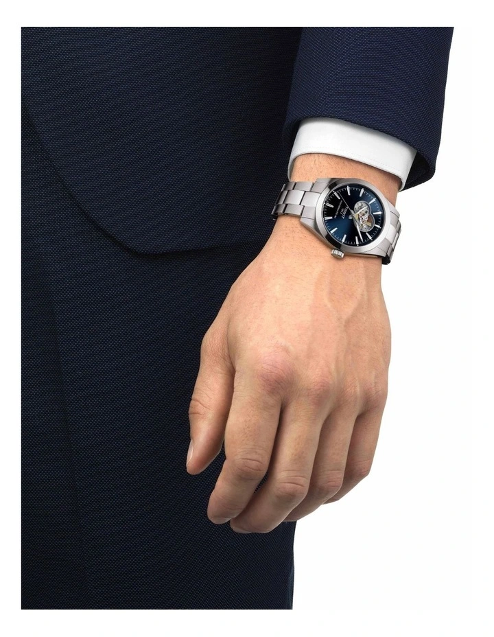 Gentleman Powermatic 80 Open Heart T1274071104101 Watch in Blue