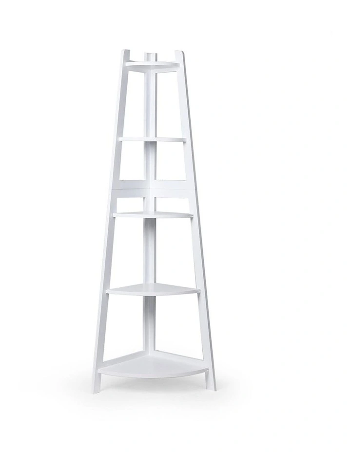 5 Tier Corner Shelf Rack in White