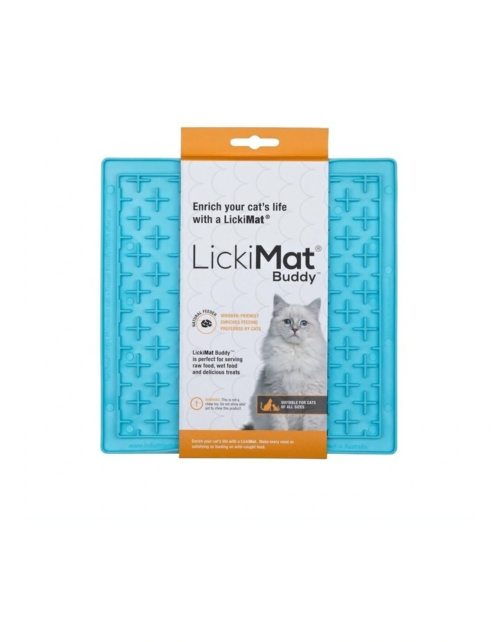 Buddy Original Slow Food Anti-Anxiety Licking Mat for Cats in Blue