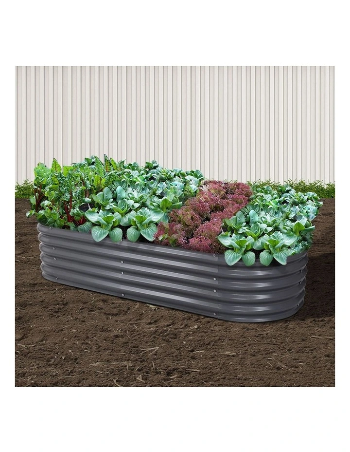 Raised Garden Bed 160X80X42cm in Aluminium Grey
