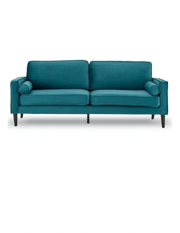 Faux Velvet Sofa Bed Couch Furniture Lounge Suite Futon Adjustable Blue