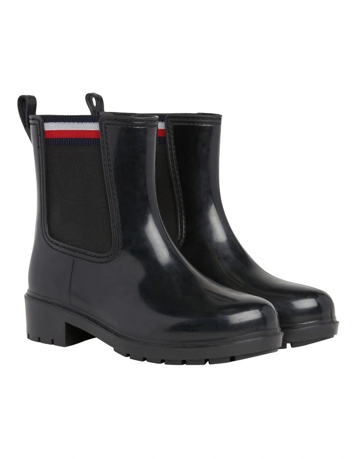 Signature Elastic Cleat Rain Boots in Black