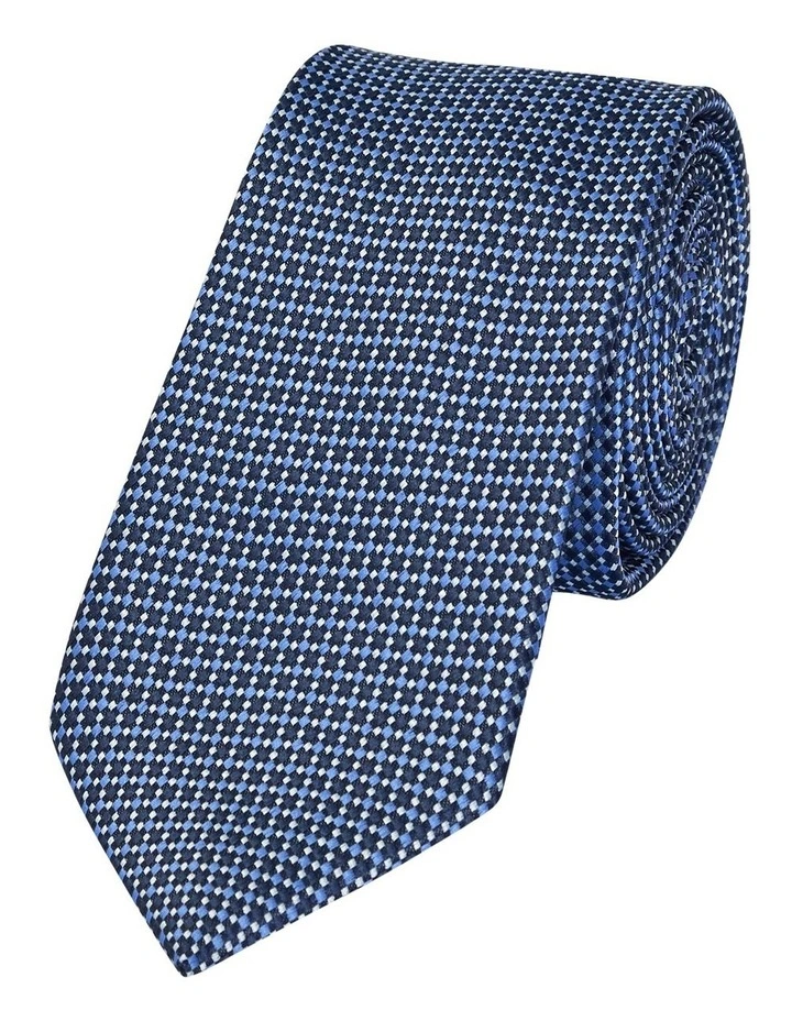 Mini Squares Jacquard Tie 7Cm in Navy