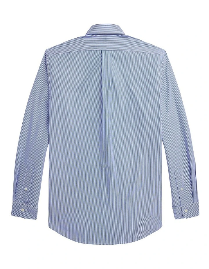 Classic Fit Striped Stretch Poplin Shirt in Blue