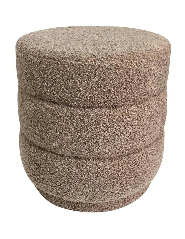 Boucle Loop-Style Stepped Ottoman Stool in Brown