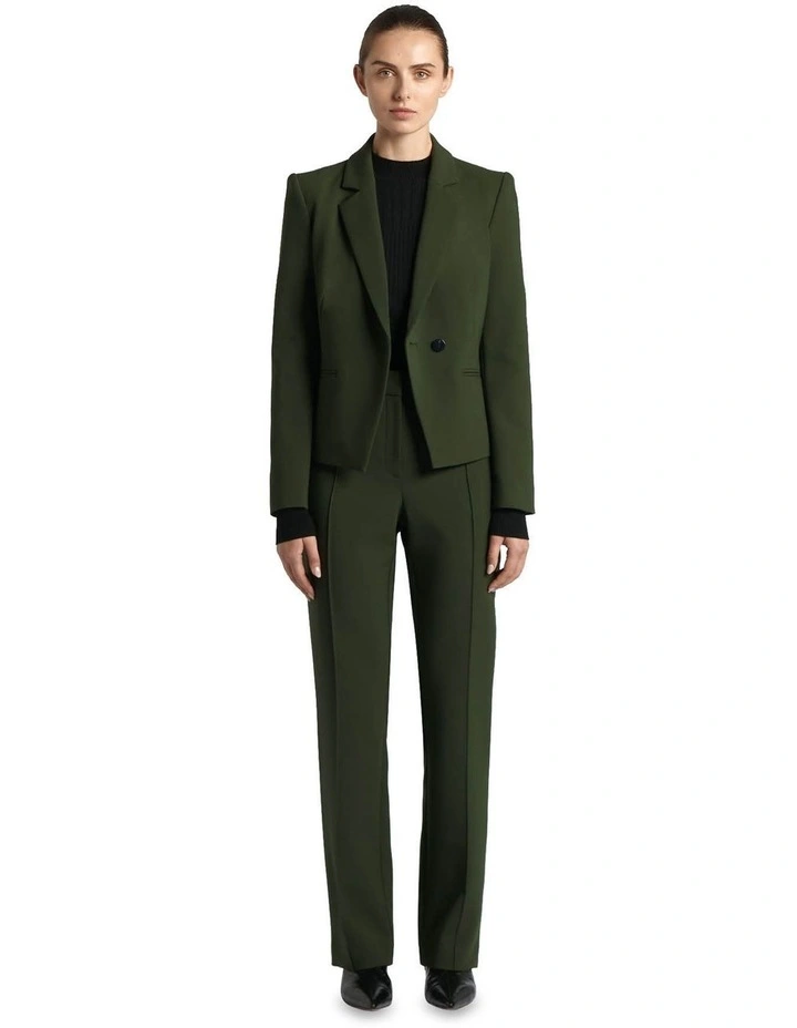 Double Weave Cropped Jacket in Dark Olive