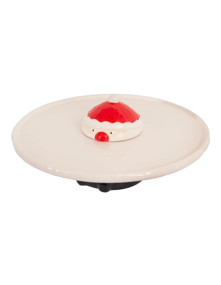 Santa Footed Cake Plate 29 x 12.5cm in Red