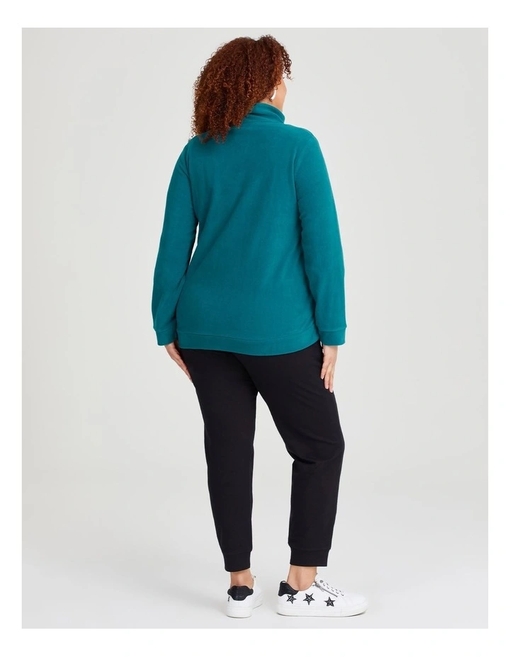 Polar Fleece Zip Front Jacket in Teal