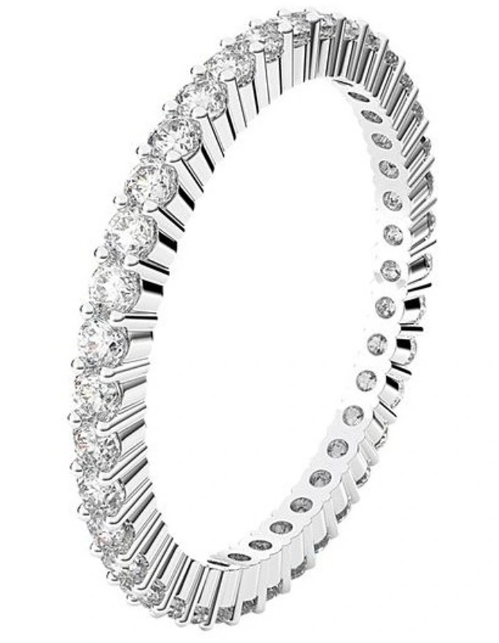 Vittore Ring Round Cut Rhodium Plated in White