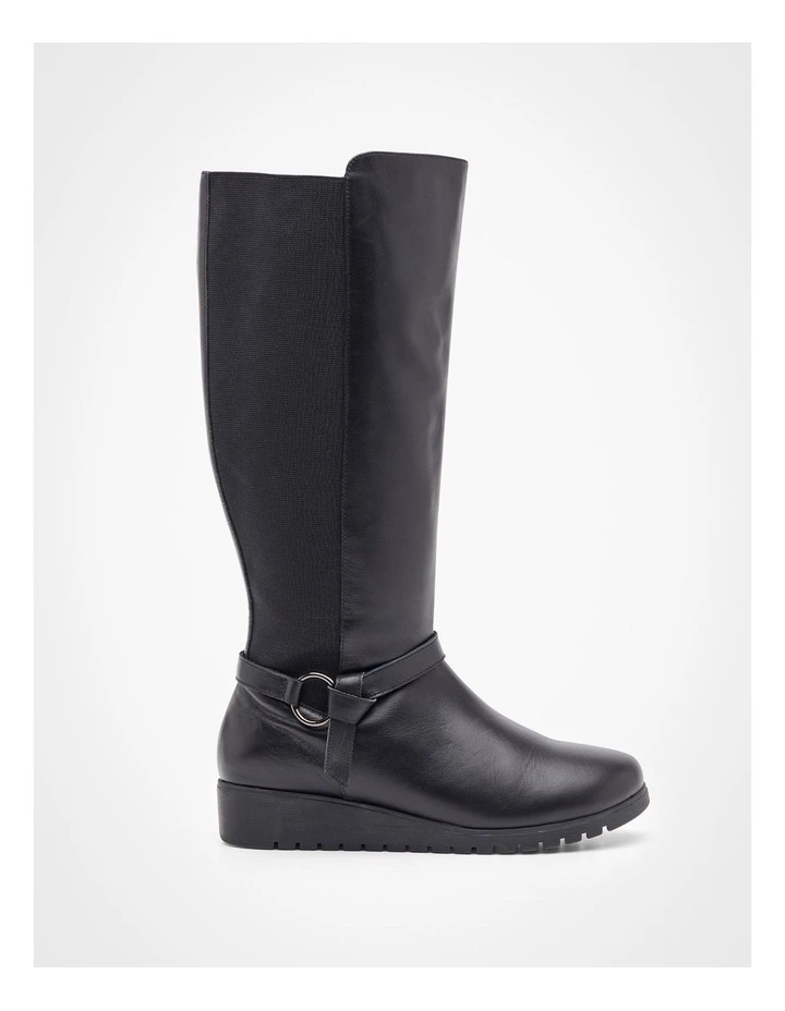 Leather Knee High Boot in Black