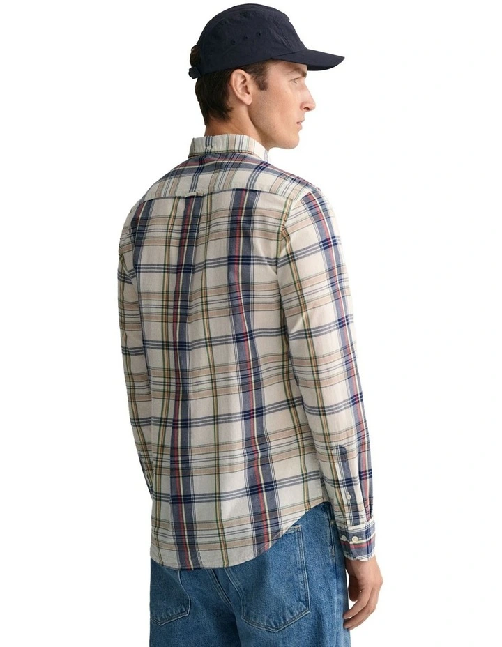 Indian Madras Long Sleeve Shirt in Beige