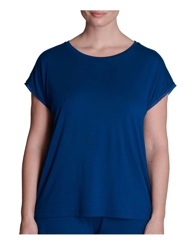 Aurore Short Sleeve Night Top in Blue