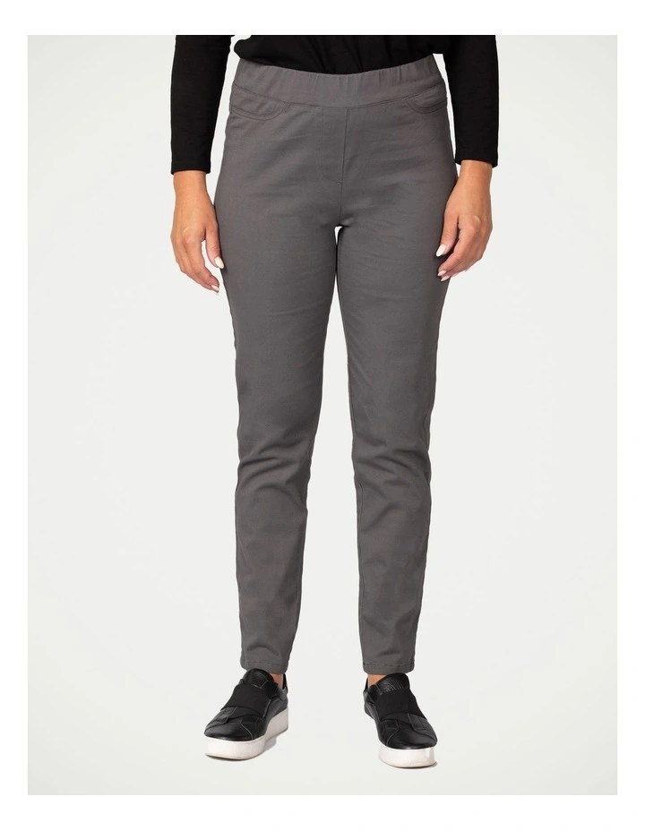 Suzy Stretch Long Pull On Jeans in Charcoal