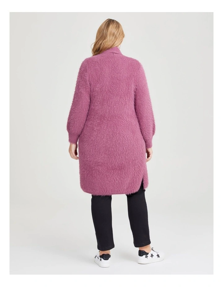Fluffy Knit Cosy Cardigan in Tea Rose