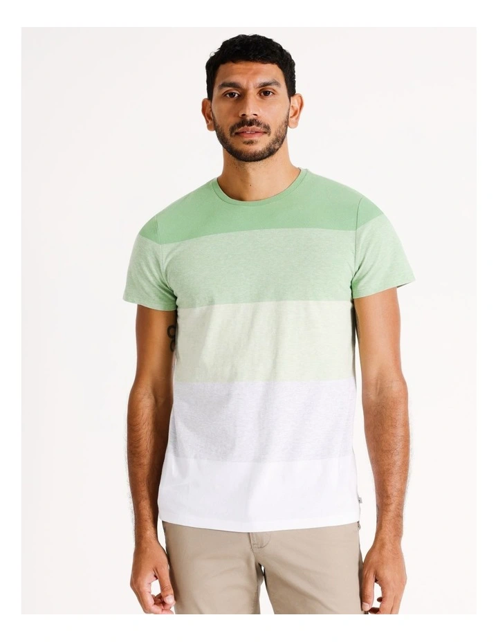 Sahara Block Stripe Slim Fit Tee in Green