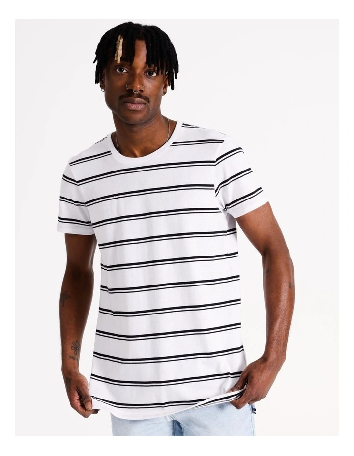 Sebastian Stripe Short Sleeve Tee in White