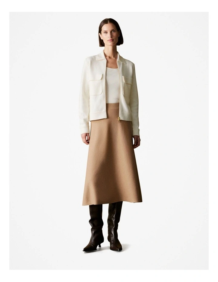 Merino Milano Zip Through Jacket in Parchment