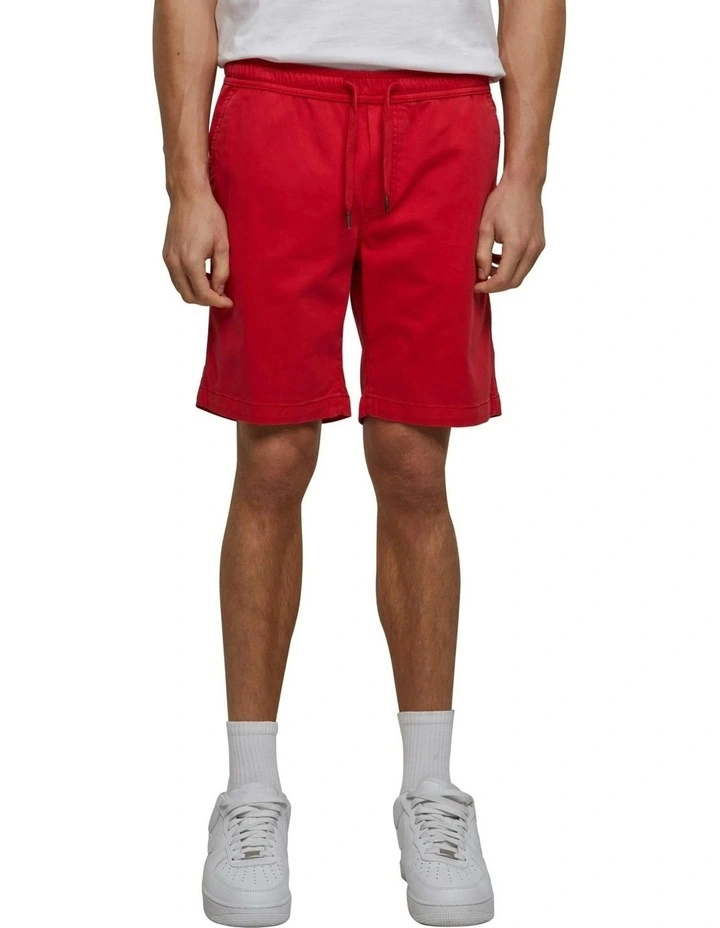 Stretch Twill Jog Shorts in City Red