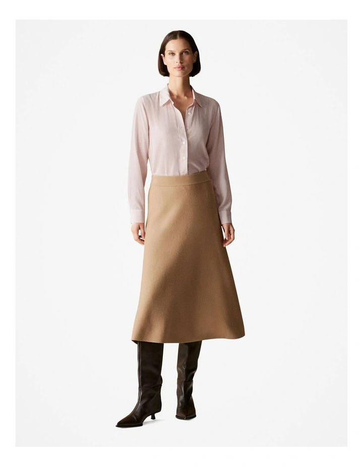 Silk Fine Striped Shirt in Blush Pink