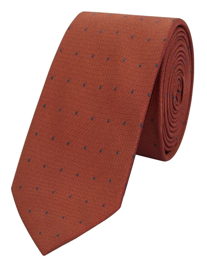 Spot Jacquard Tie 8.5cm in Sienna